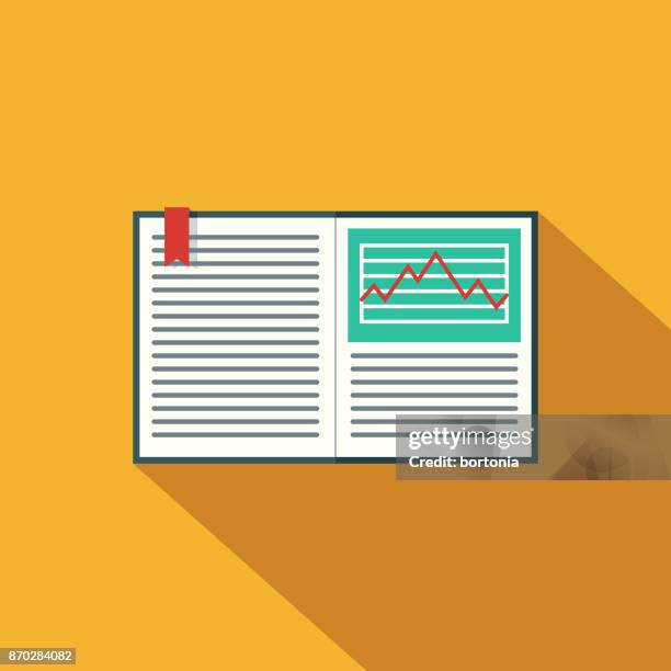textbook flat design science & technology icon with side shadow - flat open book stock illustrations