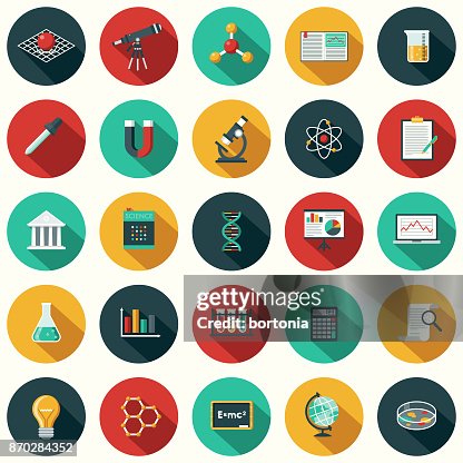 平面設計科學與技術圖示設置與側面陰影 平面設計科學與技術圖示設置與側面陰影