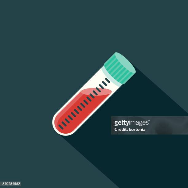 ilustraciones, imágenes clip art, dibujos animados e iconos de stock de muestra tubo plano diseño ciencia y tecnología icono con sombra lateral - blood test