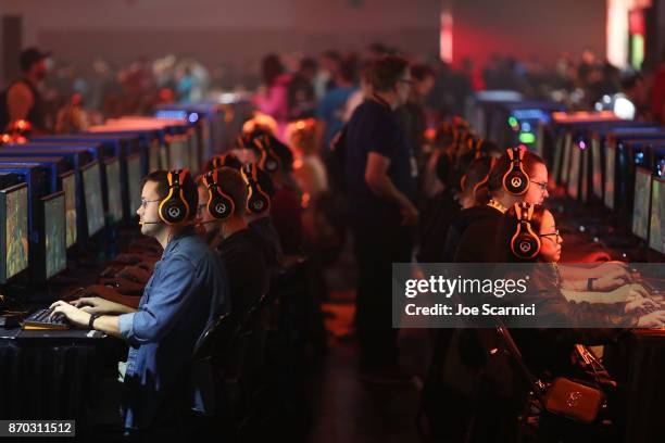 November 4: Guests test out the new World of WarCraft expansion at BlizzCon 2017 at Anaheim Convention Center on November 3, 2017 in Anaheim,...