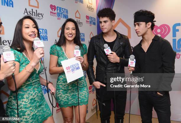 Lulu and Lala; Richard Camacho and Zabdiel De Jesus from CNCO attend the iHeartRadio Fiesta Latina: Celebrating Our Heroes at American Airlines Arena...