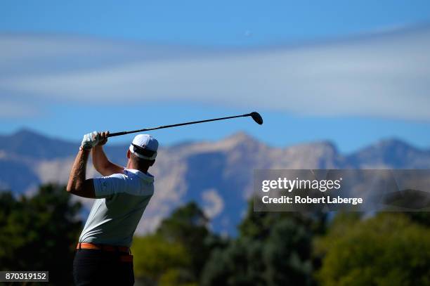 Talor Gooch hits his tee shot on the third hole during the third round of the Shriners Hospitals For Children Open at the TPC Summerlin on November...