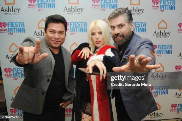 Tony Martinez, Michelle Ciotti and Sammy Ramirez attend the iHeartRadio Fiesta Latina: Celebrating Our Heroes at American Airlines Arena on November...