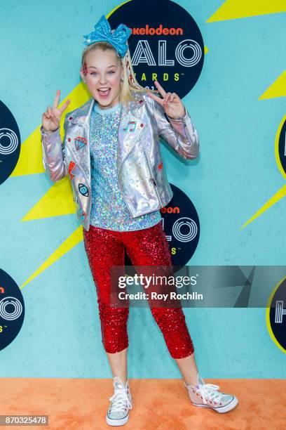 JoJo Siwa attends the 2017 Nickelodeon Halo Awards at Pier 36 on November 4, 2017 in New York City.