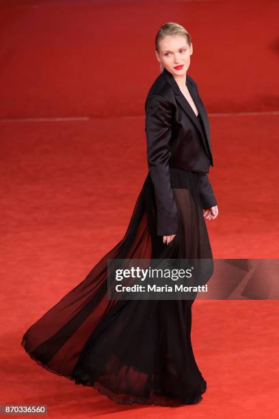 Caterina Schulha walks a red carpet for 'The Place' during the 12th Rome Film Fest at Auditorium Parco Della Musica on November 4, 2017 in Rome,...