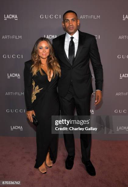 Former NBA player Grant Hill and Tamia Hill attend the 2017 LACMA Art + Film Gala Honoring Mark Bradford and George Lucas presented by Gucci at LACMA...