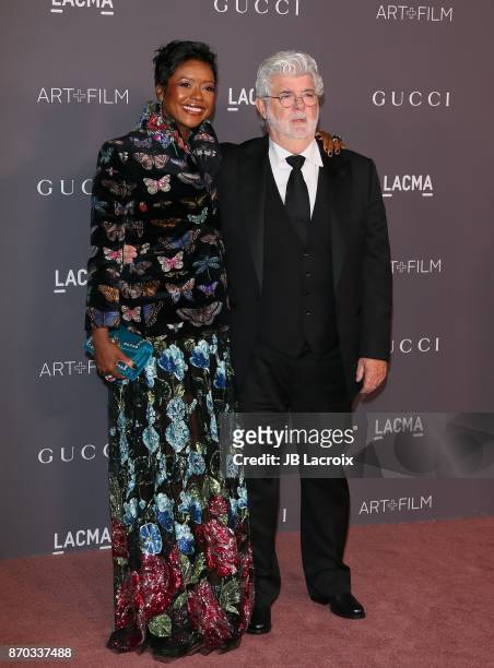 Mellody Hobson and George Lucas attend the LACMA Art + Film Gala honoring Mark Bradford and George Lucas on November 04, 2017 in Los Angeles,...