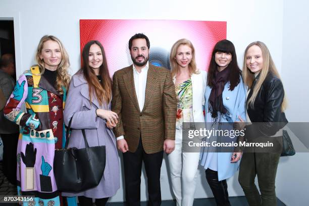 Nadia Kazakova, Jane, Ricardo Fernandez, Alina Okshteyn, Olga Kandaur and Maria during the Ricardo Chavarria by Art Gallery NYC and Overseas Premier...
