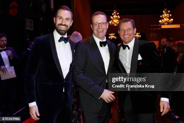 Daniel Funke, Jens Spahn and Michael Mronz during the aftershow party during the 24th Opera Gala at Deutsche Oper Berlin on November 4, 2017 in...