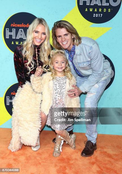 Savannah LaBrant, Everleigh LaBrant and Cole LaBrant attend the Nickelodeon Halo Awards 2017 at Pier 36 on November 4, 2017 in New York City.