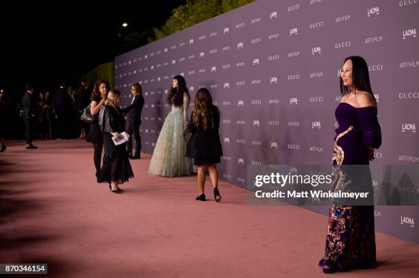 Art+Film Gala Co-Chair Eva Chow, wearing Gucci, attends the 2017 LACMA Art + Film Gala Honoring Mark Bradford and George Lucas presented by Gucci at...