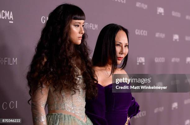 Asia Chow and 2017 Art+Film Gala Co-Chair Eva Chow, wearing Gucci, attend the 2017 LACMA Art + Film Gala Honoring Mark Bradford and George Lucas...