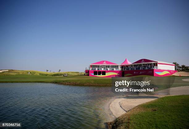 General view of the 18th green during Day Four of the Fatima Bint Mubarak Ladies Open at Saadiyat Beach Golf Club on November 4, 2017 in Abu Dhabi,...