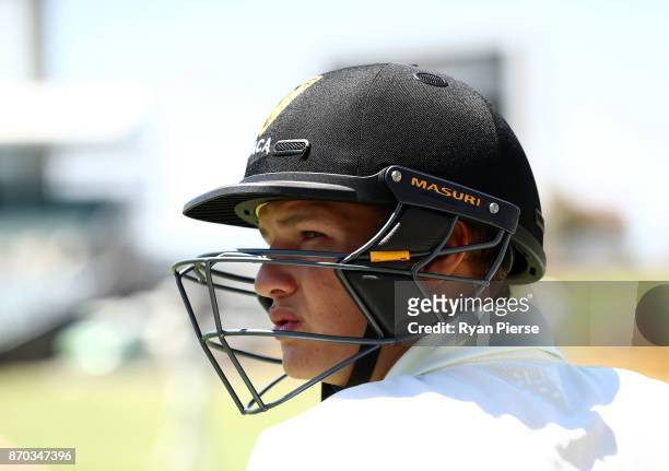 Josh Philippe of Western Australia XI looks on during day two of the Ashes series Tour Match between Western Australia XI and England at WACA on...
