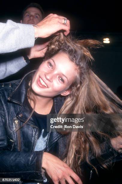 English model Kate Moss her hair did before the filming of Robert Altman's 'Pret-A-Porter' or 'Ready To Wear' in English, circa 1994 in Paris, France.