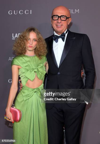 Artist Petra Collins, wearing Gucci, and Gucci CEO Marco Bizzarri attend the 2017 LACMA Art + Film Gala Honoring Mark Bradford and George Lucas...