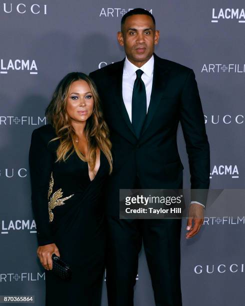 Tamia Hill and Grant Hill attend the 2017 LACMA Art + Film Gala Honoring Mark Bradford And George Lucas at LACMA on November 4, 2017 in Los Angeles,...