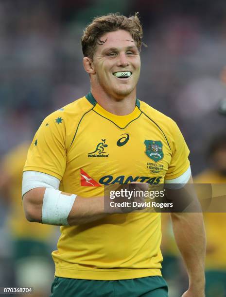 Michael Hooper of Australia looks on during the rugby union international match between Japan and Australia Wallabies at Nissan Stadium on November...