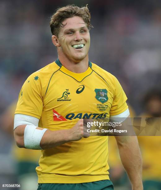 Michael Hooper of Australia looks on during the rugby union international match between Japan and Australia Wallabies at Nissan Stadium on November...