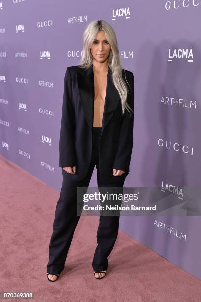 Kim Kardashian West attends the 2017 LACMA Art + Film Gala Honoring Mark Bradford and George Lucas presented by Gucci at LACMA on November 4, 2017 in...