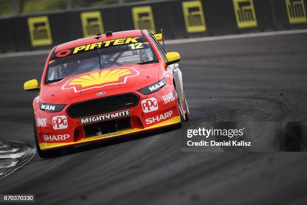 Fabian Coulthard drives the Shell V-Power Racing Team Ford Falcon FGX during race 24 for the Auckland SuperSprint, which is part of the Supercars...