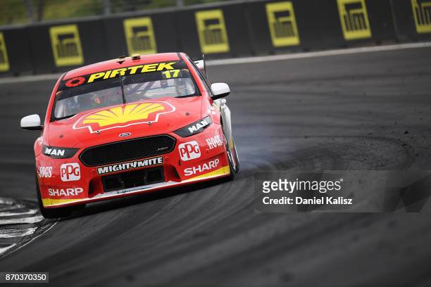 Scott McLaughlin drives the Shell V-Power Racing Team Ford Falcon FGX during race 24 for the Auckland SuperSprint, which is part of the Supercars...
