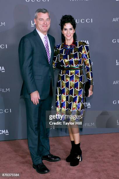 Antony Ressler and Jami Gertz attend the 2017 LACMA Art + Film Gala Honoring Mark Bradford and George Lucas presented by Gucci at LACMA on November...