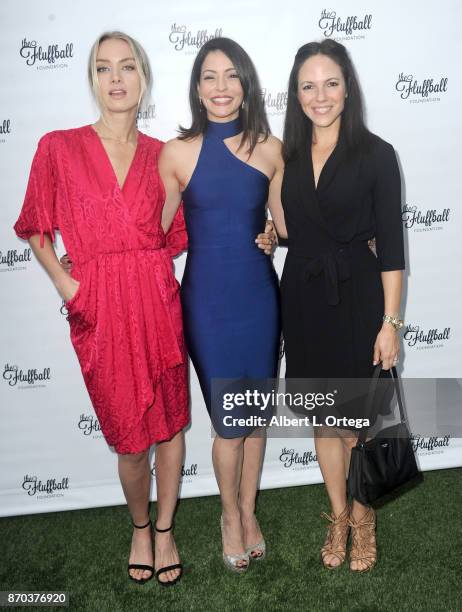 Actresses Rachel Skarsten, Emmanuelle Vaugier and Anna Silk from "Lost Girl" at The 2017 Fluffball held at Lombardi House on November 4, 2017 in Los...