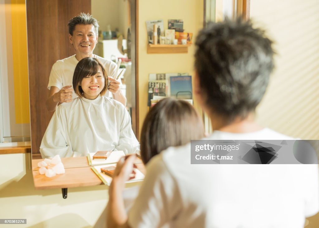 Hair stylist's father and his daughter
