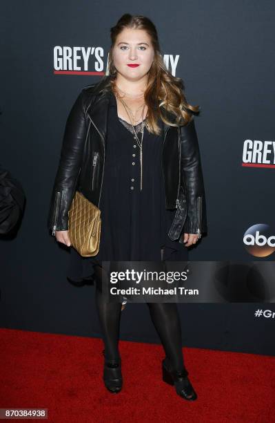 Jaicy Elliot arrives at the 300th episode celebration for ABC's "Grey's Anatomy" held at TAO Hollywood on November 4, 2017 in Los Angeles, California.