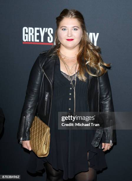 Jaicy Elliot arrives at the 300th episode celebration for ABC's "Grey's Anatomy" held at TAO Hollywood on November 4, 2017 in Los Angeles, California.