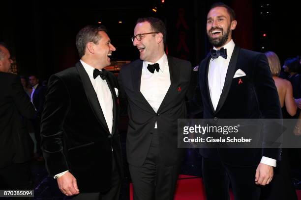 Michael Mronz, Jens Spahn and his husband Daniel Funke during the aftershow party of the 24th Opera Gala benefit to Deutsche Aids-Stiftung at...