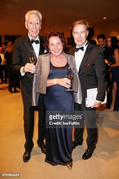 Author Egon F. Freiheit, German presenter Ulrich Meyer and his wife Georgia Tornow during the 24th Opera Gala at Deutsche Oper Berlin on November 4,...