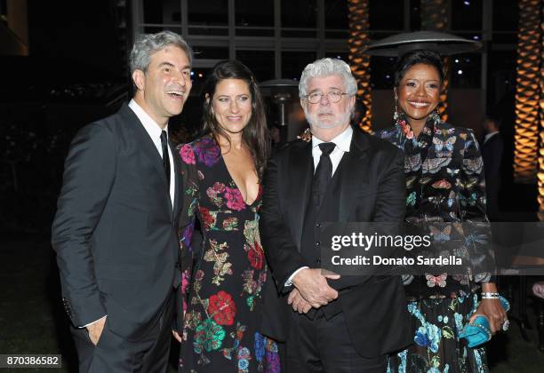 And Wallis Annenberg Director Michael Govan and Katherine Ross, both wearing Gucci, honoree George Lucas, and Mellody Hobson attend the 2017 LACMA...