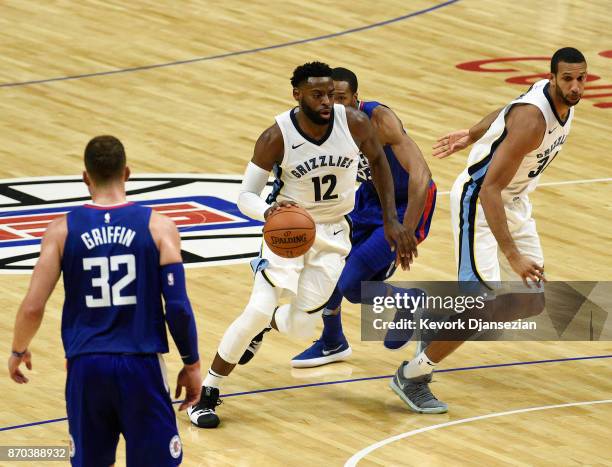 Tyreke Evans of the Memphis Grizzlies in action against Los Angeles Clippers during the first half of the basketball game at Staples Center November...