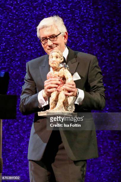 Walter Smerling with a sculpture of artist Markus Luepertz during the 24th Opera Gala at Deutsche Oper Berlin on November 4, 2017 in Berlin, Germany.