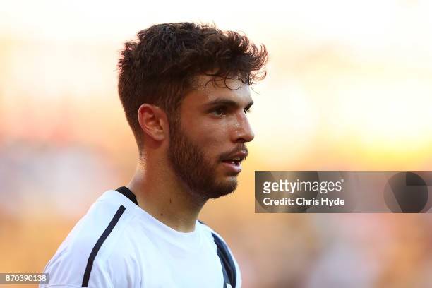 Daniel De Silva of the Mariners looks on during the round five A-League match between the Brisbane Roar and the Central Coast Mariners at Suncorp...