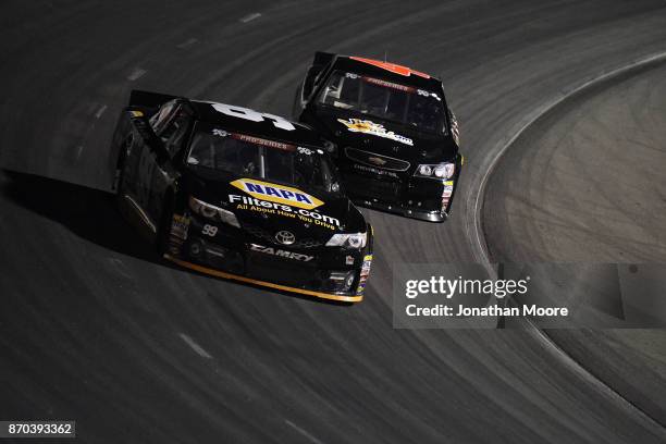 Chris Eggleston, driver of the NAPA Filters Toyota, races on track during the NASCAR K&N Pro Series West Coast Stock Car Hall of Fame Championship...