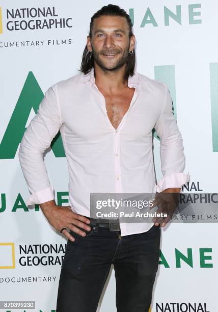 Actor Zach McGowan attends the premiere of National Geographic documentary films' 'Jane' at the Hollywood Bowl on October 9, 2017 in Hollywood,...