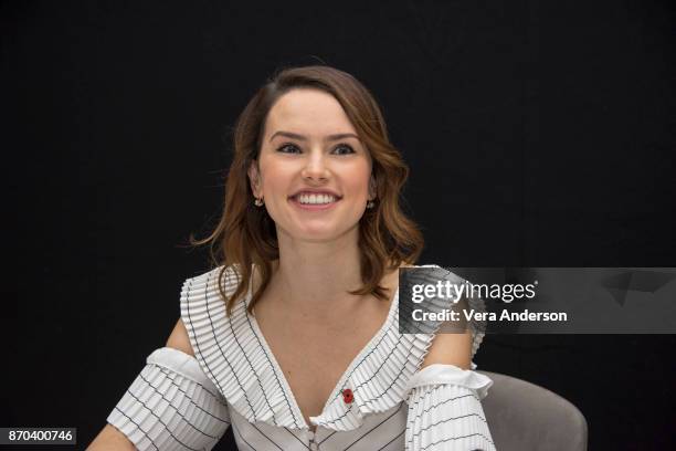 Daisy Ridley at the "Murder on the Orient Express" Press Conference at the Claridges Hotel on November 3, 2017 in London, England.