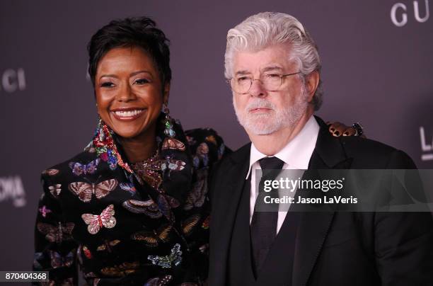 Mellody Hobson and George Lucas attend the 2017 LACMA Art + Film gala at LACMA on November 4, 2017 in Los Angeles, California.