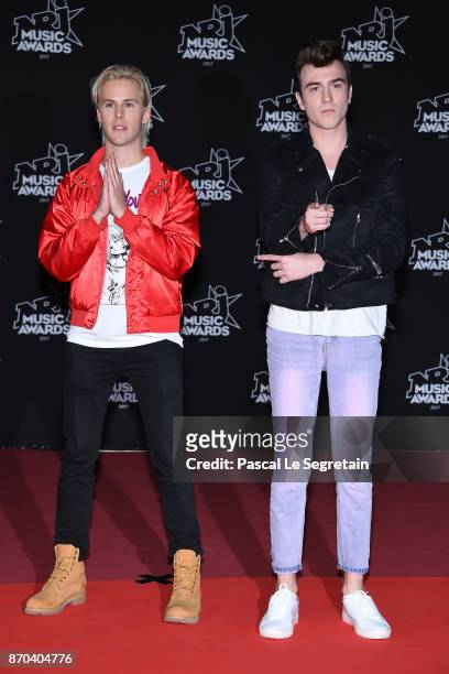 DJs Ofenbach, Cesar Laurent de Rummel and Dorian Lauduique attend the 19th NRJ Music Awards on November 4, 2017 in Cannes, France.