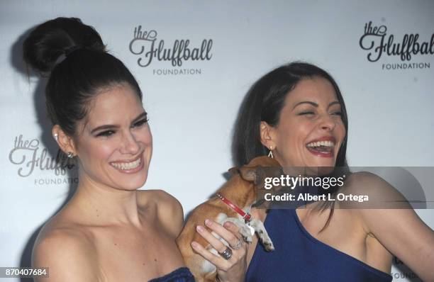 Tiffany Michelle and Emmanuelle Vaugier with Kismet at The 2017 Fluffball held at Lombardi House on November 4, 2017 in Los Angeles, California.