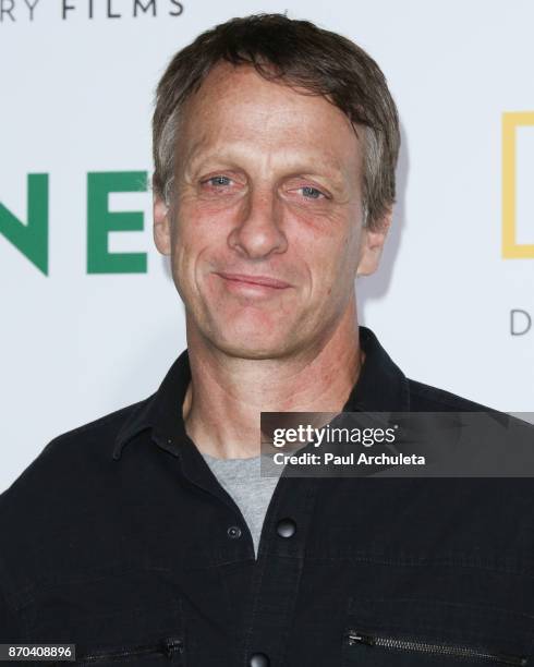 Pro Skateboarder Tony Hawk attends the premiere of National Geographic documentary films' 'Jane' at the Hollywood Bowl on October 9, 2017 in...