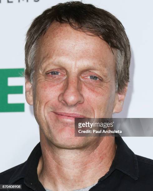 Pro Skateboarder Tony Hawk attends the premiere of National Geographic documentary films' 'Jane' at the Hollywood Bowl on October 9, 2017 in...