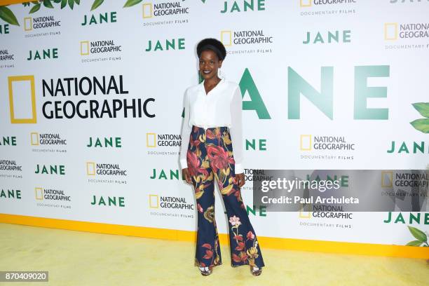 Actress Kelsey Scott attends the premiere of National Geographic documentary films' 'Jane' at the Hollywood Bowl on October 9, 2017 in Hollywood,...