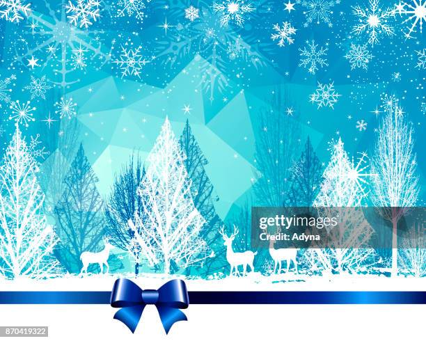 snowy winter forest background - polygon illustration christmas stock illustrations