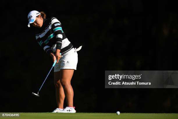 Ai Suzuki of Japan putts on the 16th hole during the final round of the TOTO Japan Classics 2017 at the Taiheiyo Club Minori Course on November 5,...