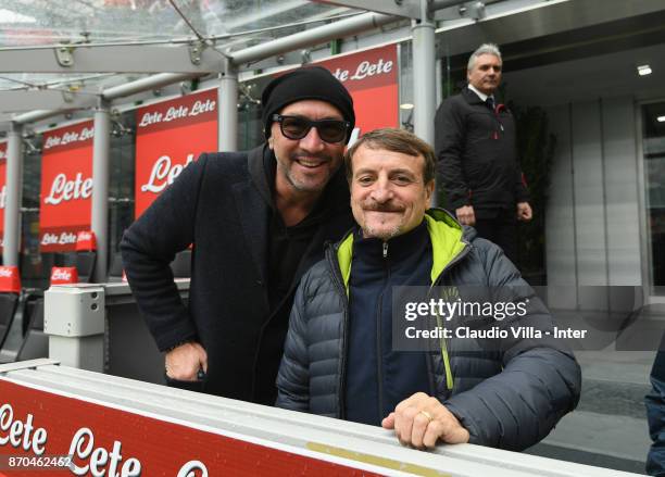 Walter Zenga and Giacomo Poretti attend the Serie A match between FC Internazionale and Torino FC at Stadio Giuseppe Meazza on November 5, 2017 in...