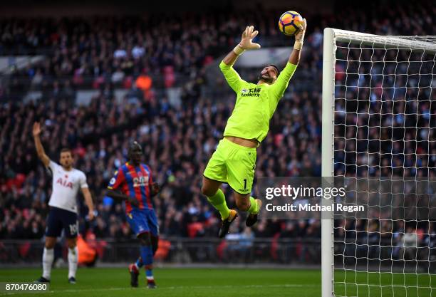 Julian Speroni of Crystal Palace makes a save during the Premier League match between Tottenham Hotspur and Crystal Palace at Wembley Stadium on...